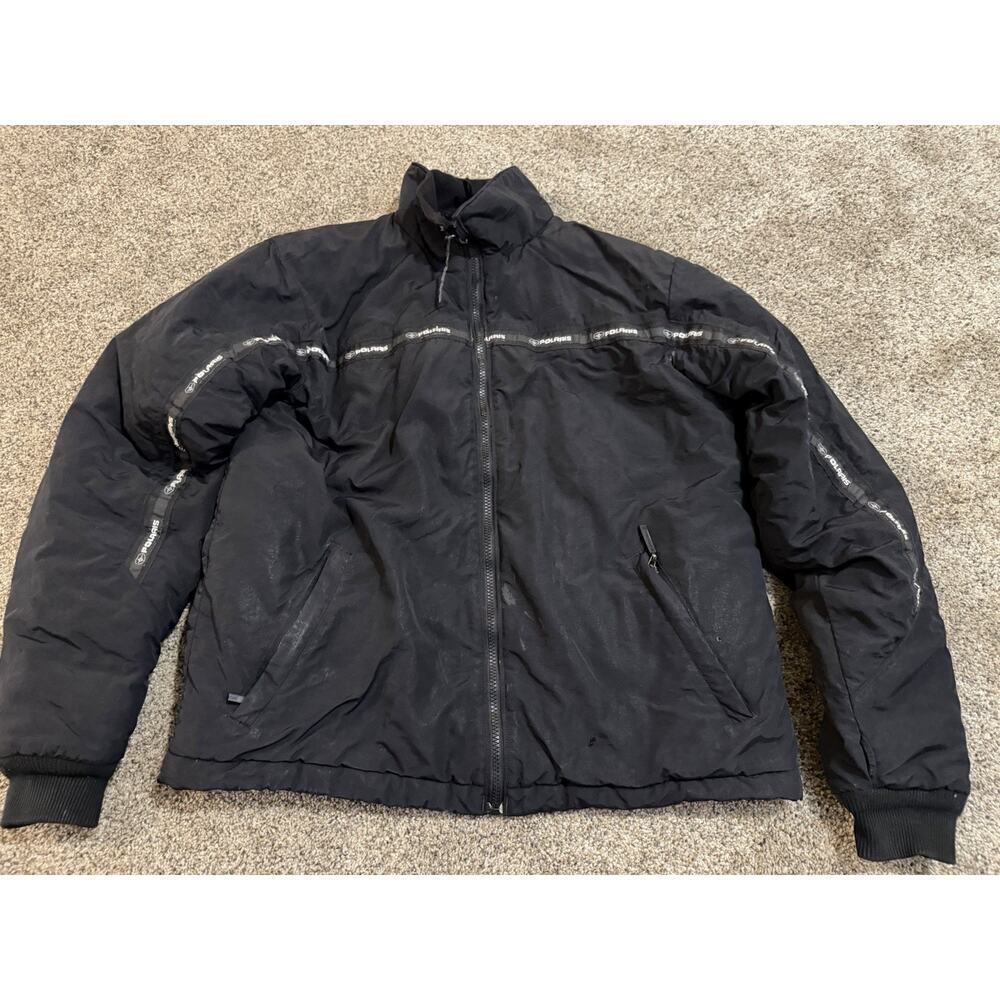 Vintage Polaris Spellout Black 90s Winter Jacket Coat Men Size Medium READ